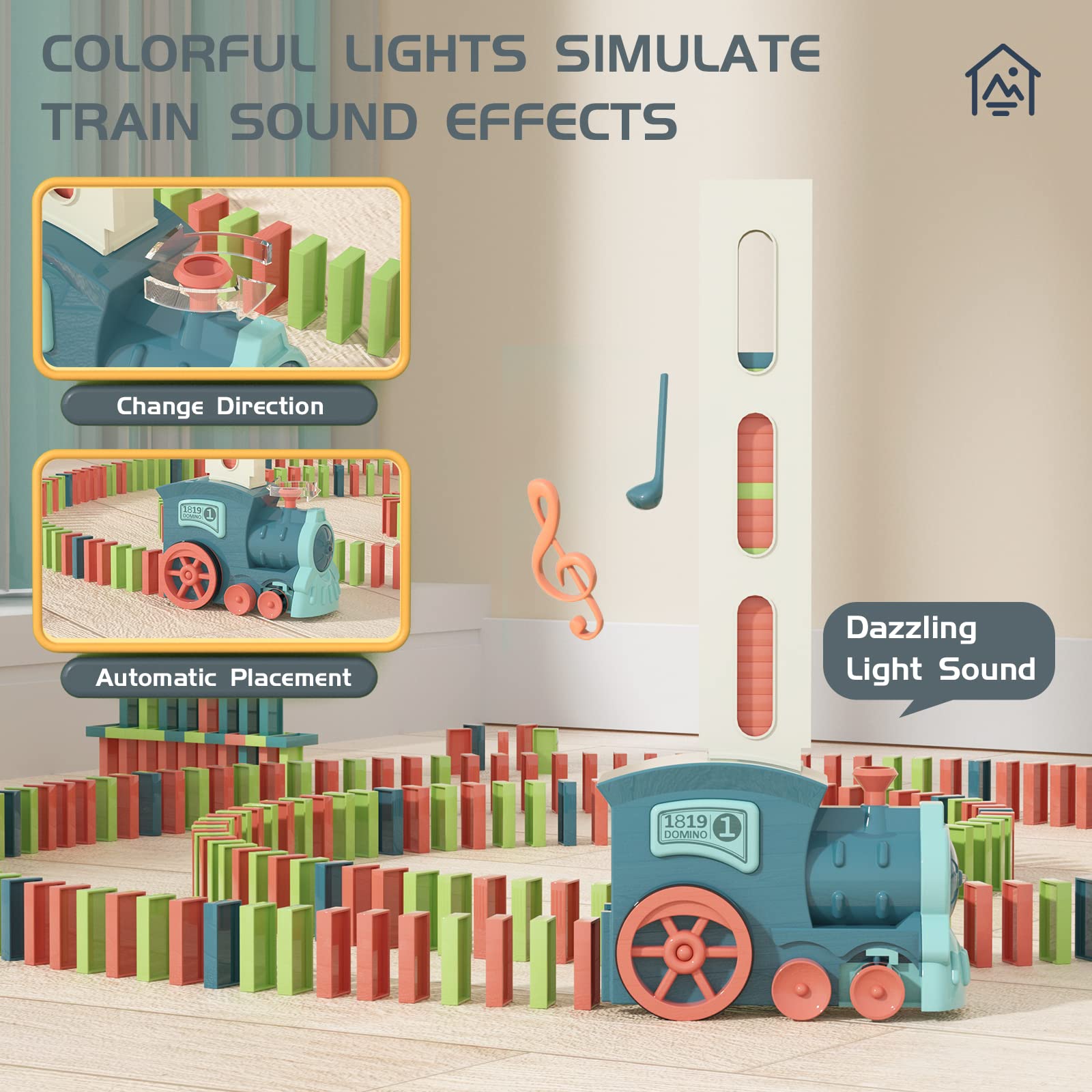 Domino Train Toys Kids Games - Automatic Stacking Creative Game 3+ Year Old - Stem Montessori Toy for Boys 4-6 - Summer Autistic Christmas Birthday Gifts 5 6 Toddler Ages 4-8 180PCS