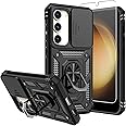 for Galaxy S23 Case,Samsung Galaxy S23 Case,with Screen Protectors and Camera Cover,[Military Grade] 16ft.Drop Tested Cover with Magnetic Kickstand Protective Case for S23 6.1 inch, Black