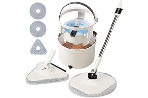 IVYROLL Spin Mop and Bucket, Mop and Bucket with Wringer Set for Home, Easy Wring for Floor Cleaning with 3 Microfiber Replacement Refills