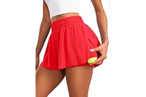 CRZ YOGA 2 in 1 Split Flowy Running Shorts for Women 3" - High Waisted Quick Dry Skirts for Tennis Workout Athletic Lounge
