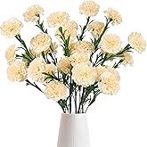 IPOPU Carnations Artificial Flowers 6PCS Silk Carnations Faux Flowers Artificial Flowers Bulk 33in Long Flowers for Wedding Home Table Centerpieces Floral Arrangement(Champagne)