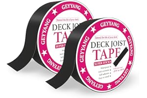 G GEYYANG GEYYANG Joist Tape for Decking 1-5/8" x 50',2 Pack Waterproof Deck Joist Tape,Anti-Corrosion, Self-Adhesive Deck Tape, Seal Butyl Deck Flashing Tape for Deck Joists and Beams
