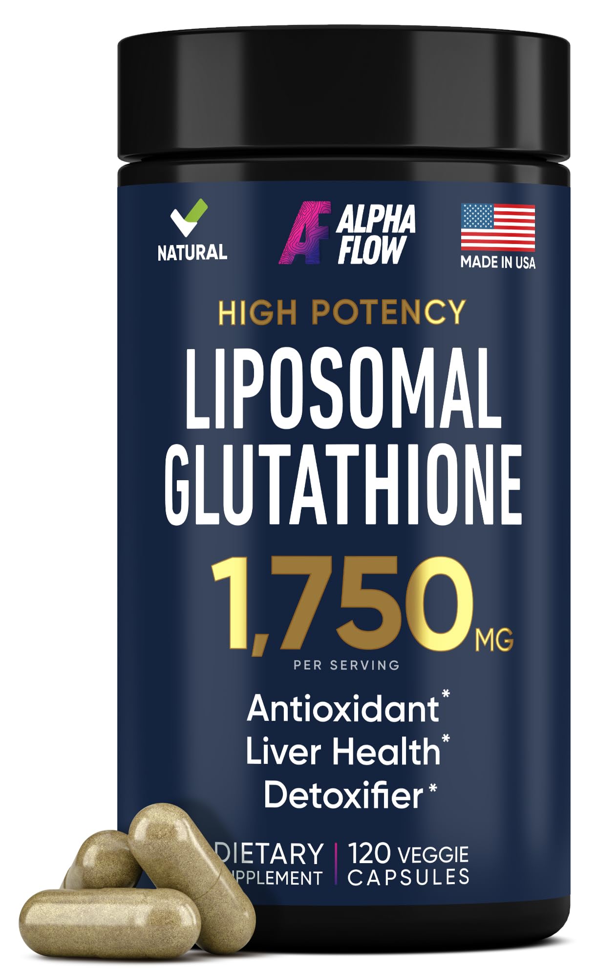 Liposomal Glutathione Supplement 1000MG + 750MG- 120 Count (Pack of 1)