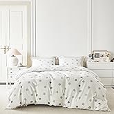 YuHeGuoJi Grey White Geometric Duvet Cover King 100% Cotton 3 Pcs Set 1 Simple Black Circle Pattern Duvet Cover with Zipper Ties 2 Pillowcases Modern Polka Dots Print Bedding Set Soft