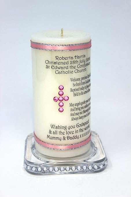Candela Per Battesimo Regalo Personalizzato Per Bambina O Bambino Ragazzo Con Il Proprio Messaggio E Poesia Amazon It Casa E Cucina