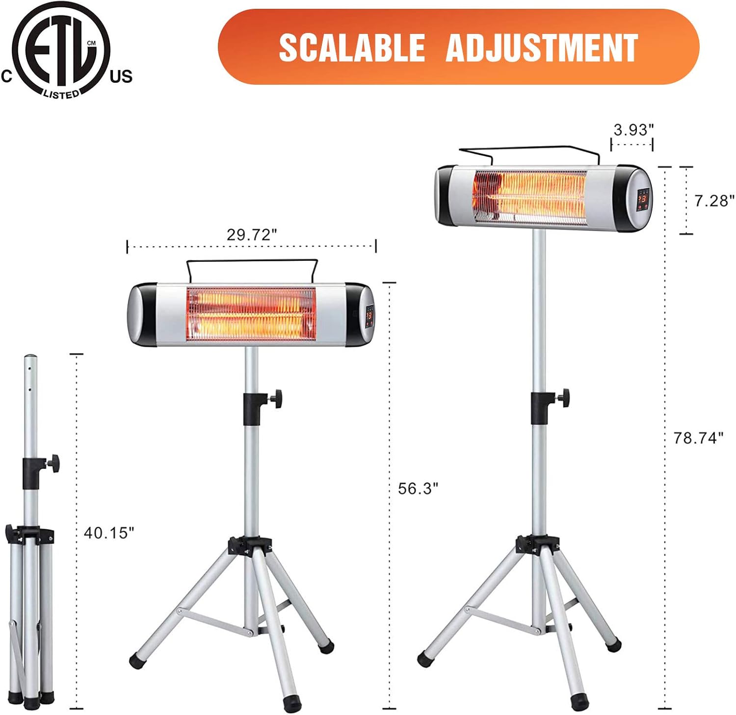 Kismile Electric Patio Heater,Portable Outdoor Heaters,Infrared Patio Heaters for Indoor/Outdoor use,Freestanding Wall Heater,500W-1500W Adjustable Heating Modes with Display and Switch: Kitchen & Dining