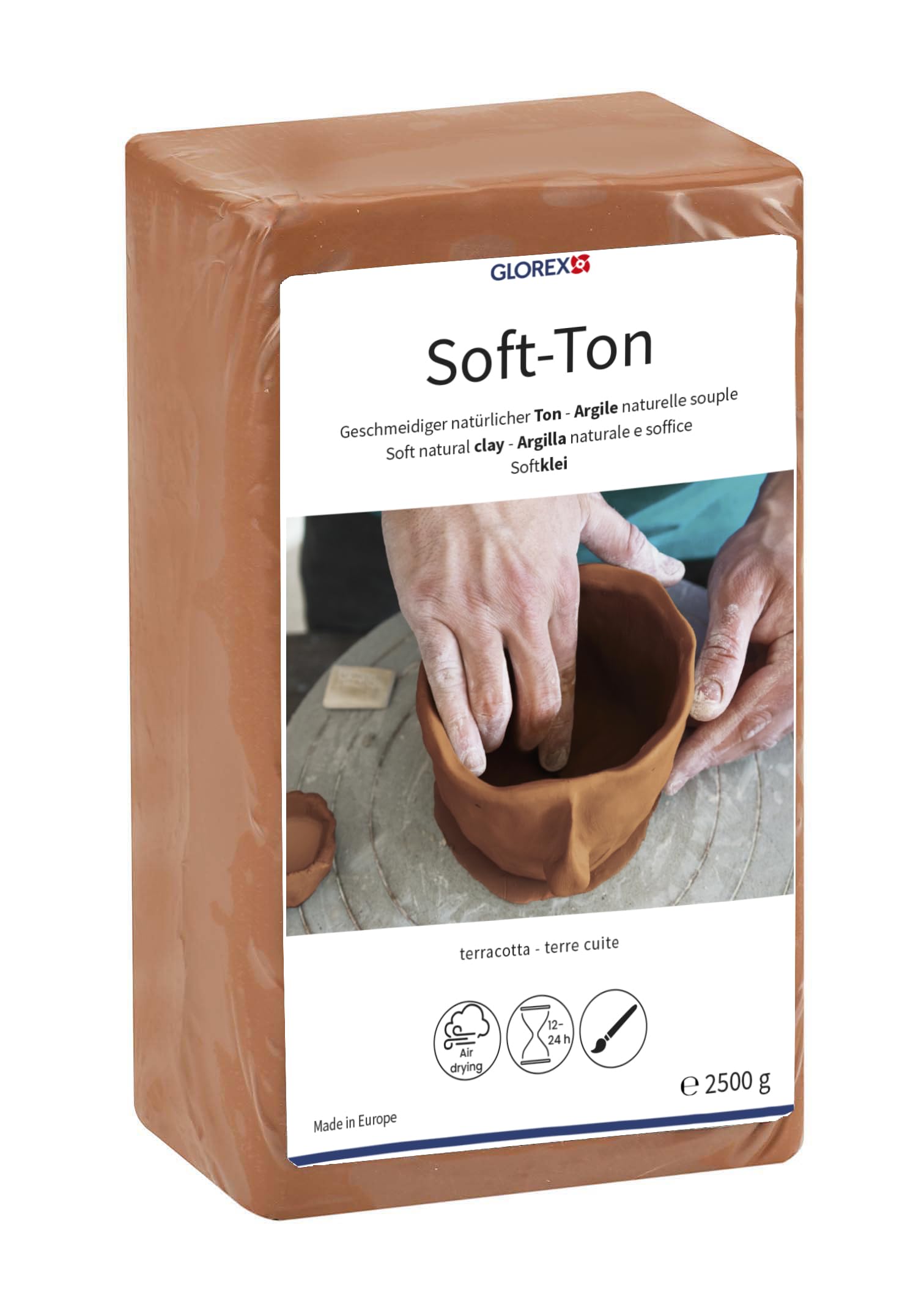 Glorex 6 8075 337 soft clay terracotta Air Hardening Casting or Combustible Game, 2500 g