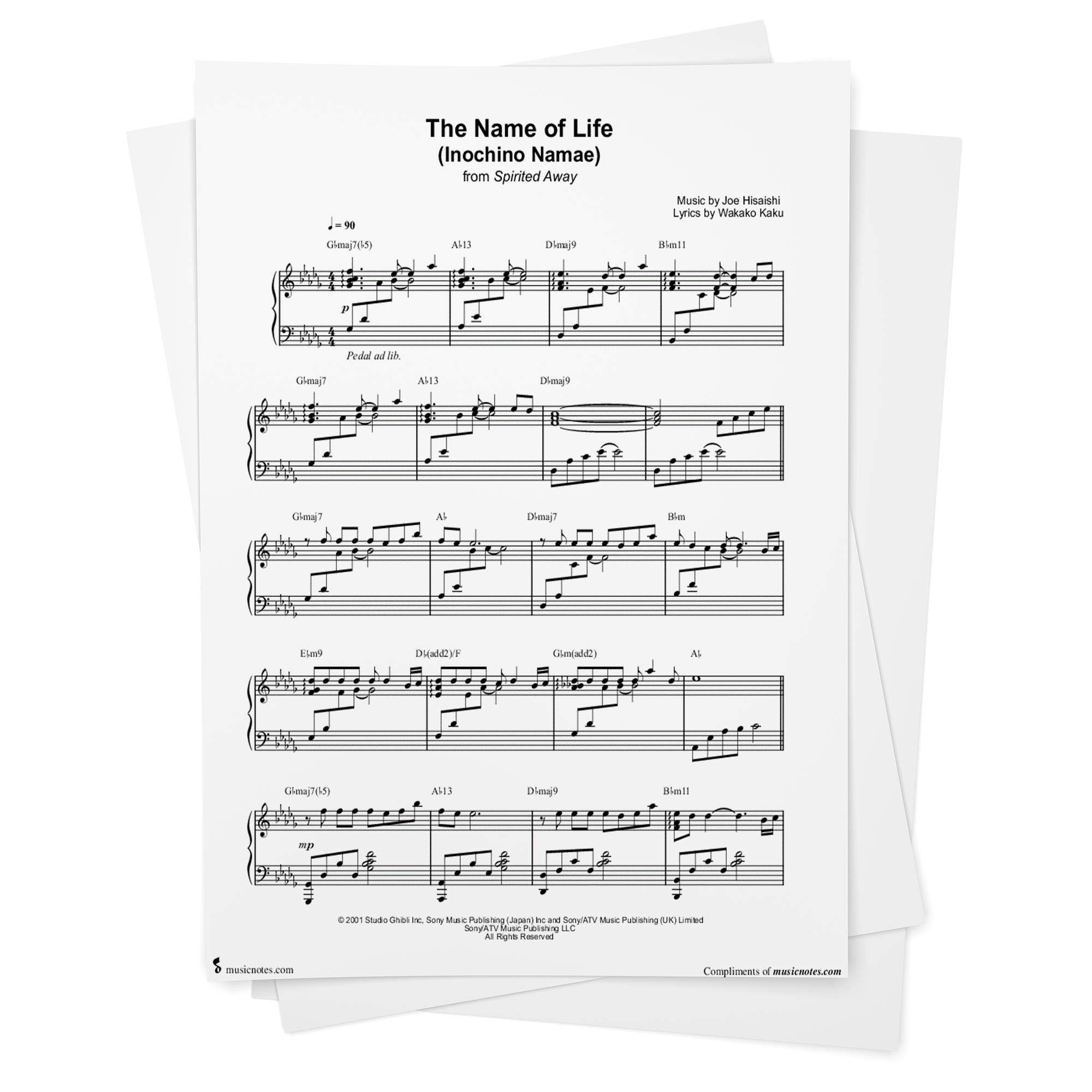 The Name Of Life Sheet Music From Spirited Away Piano Solo From Musicnotes Spirited Away Joe Hisaishi Amazon Com Books