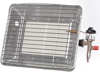 Markenlos Gasstrahler Gas-Heizstrahler mit Zündsicherung 4,2 KW Halter, Schlauch Druckminderer