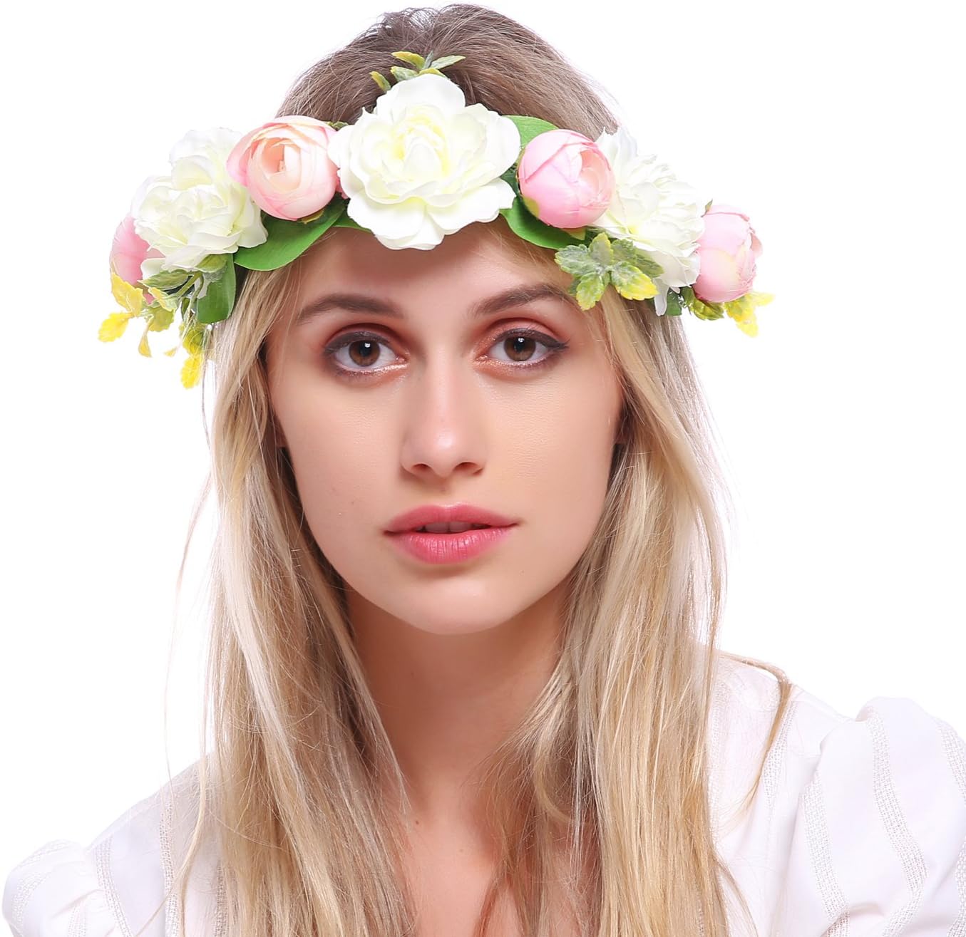 Love Sweety Rose Flower Headband Floral Crown Garland Halo (A Pink)