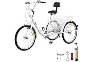 Bkisy Tricycle Adult 26’’ 3 Wheel Bikes for Adults Three Wheel Bike for Adults Adult Trike Adult Folding Tricycle Foldable Adult Tricycle 3 Wheel Bike Trike for Adults