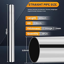 3.5 Inch Stainless Steel Exhaust Pipe 4 Pack, 40