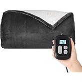 Heated Blanket Electric Blanket Queen Size 84''x90'' with 10 Heating Levels, 1-12 Hour Auto Shut Off, Machine Washable, Dual Controller Soft Warming Blanket for Couch, Bed, Office - Dark Grey