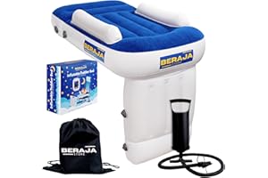 BERAJA STORE Toddler Airplane Bed Seat Extender for Kids - Airplane Bed for Toddler, Safety Belt, Carry Bag & Fast-Pump - for Toddlers Flight Sleep (Blue)