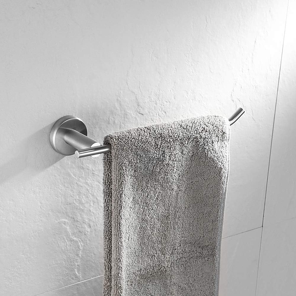 JQK Bath Hardware Towel Bar Accessory Set, 3-Piece Bathroom Accessory Set Brushed Finished Wall Mount Includes 9 in Hand Towel Bar, Toilet Paper Holder, Robe Hook, BAS103-BN: Home & Kitchen
