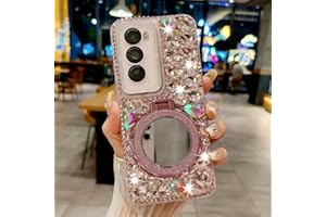 Lozeguyc for Samsung Galaxy A36 5G Case with Sparkling Diamonds,Luxury Bling Glitter Design with Magsafe Ring Kickstand and Mirror for Women Girls (Pink)