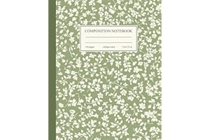 Composition Notebook College Ruled: Vintage Sage Green Floral Botanical Illustration | Flowers Aesthetic Journal for College,