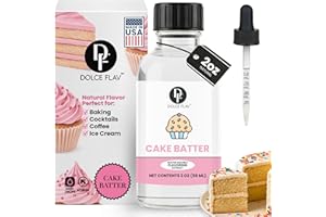 Dolce Flav Natural Cake Batter Extract – 2 Ounce Water-Soluble Kosher, Sugar-Free, Concentrated Birthday Cake Flavor for Frosting, Cupcakes & Ice Cream, Includes Measured Dropper