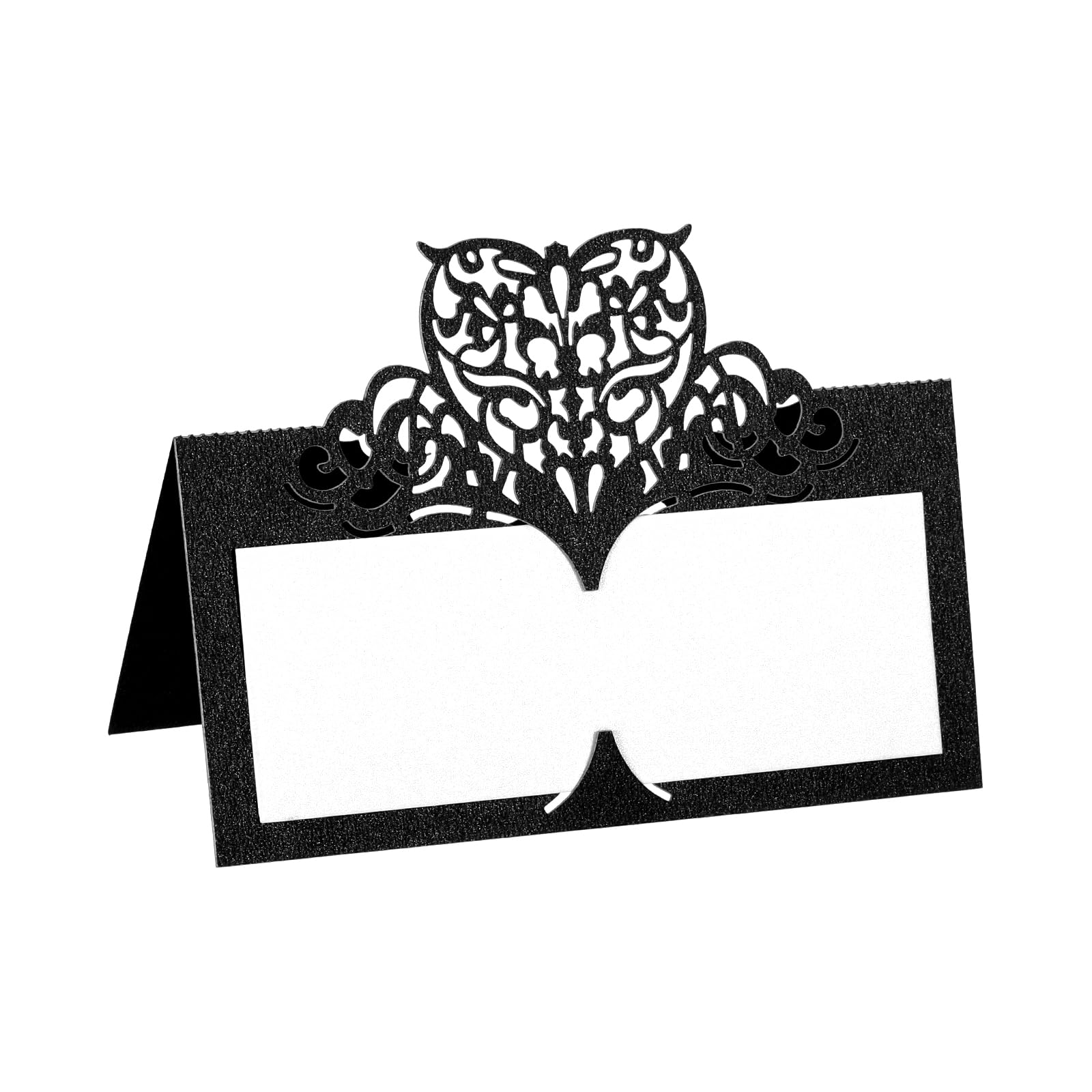PATIKIL Table Name Place Cards,50Pcs 3.9 x 3.9inch Favor Decor Hollow Butterfly Cut Design Seat Blank Card for Wedding Party Seating Place Cards Black