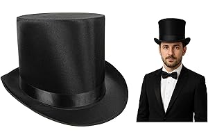 Nicky Bigs Novelties Tall Black Top Hat for Men, Magician Top Hats for Men, Steampunk TopHat Mens, Men's Top Hat Costume