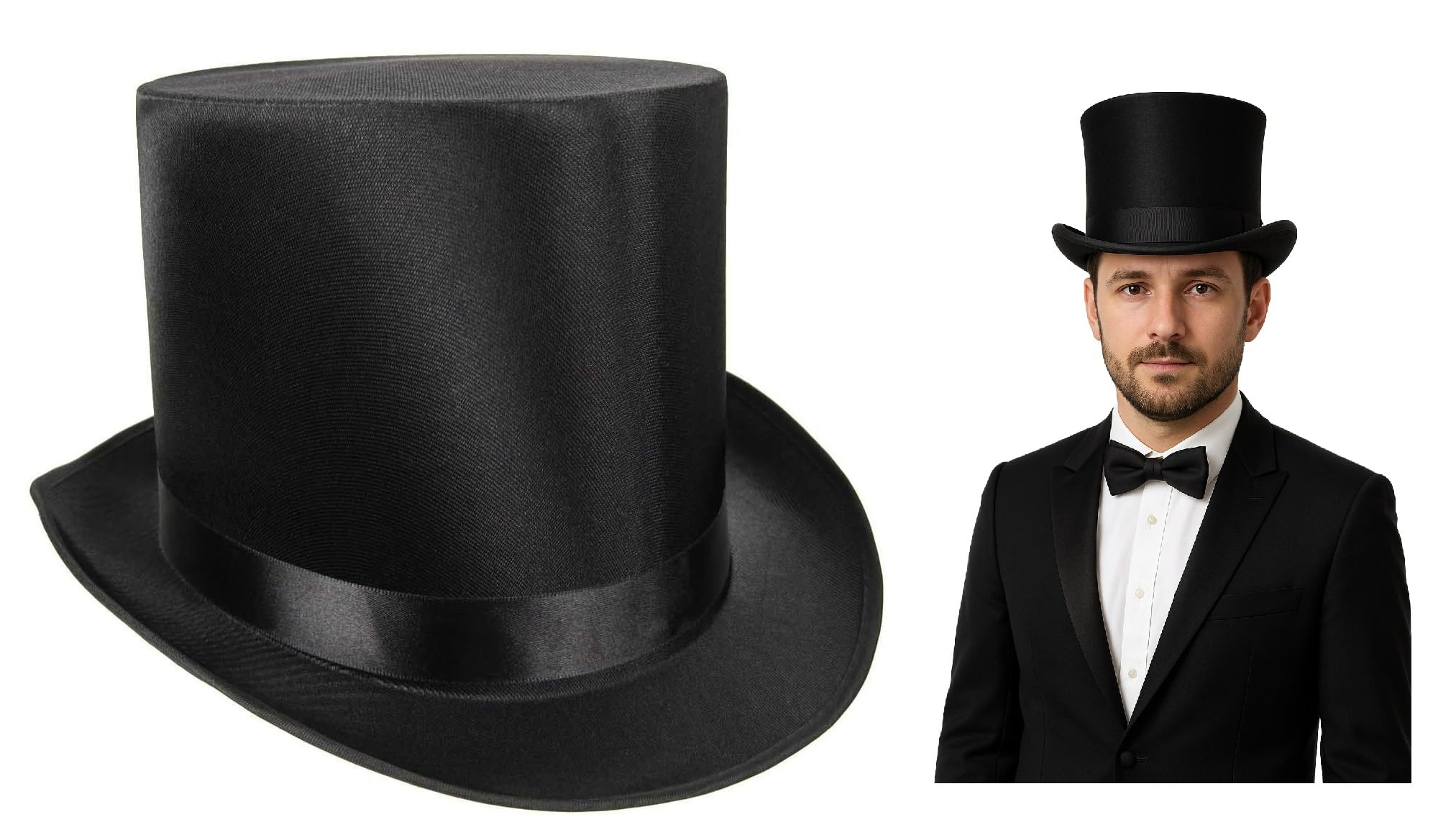 Photo 1 of Nicky Bigs Novelties Tall Black Top Hat for Men, Magician Top Hats for Men, Steampunk Top Hat Mens, Mens TopHat, Victorian TopHat for Women, Halloween Hats for Adults