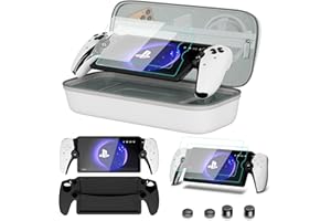 bibuks 8 in 1 Accessories Compatible with Playstation Portal,Carrying Case for PS Portal,Soft Silicone Protective Cover for PS5 Portal,2 Screen Protector with 4 Thumb Grip (White)