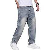 JMIERR Mens Classic Relaxed Fit Jeans Stretch Casual Baggy Denim Pants