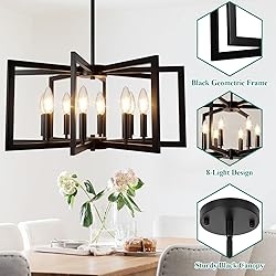 Bairth 8-Light Black Chandelier, Farmhouse Dining