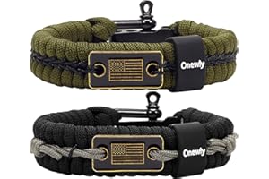 Onewly Paracord Bracelets - Bracelets for Men - Paracord Bracelets Kit with Bronze USA Flag for Veterans Day Gifts - Match with Pulseras Para Hombres