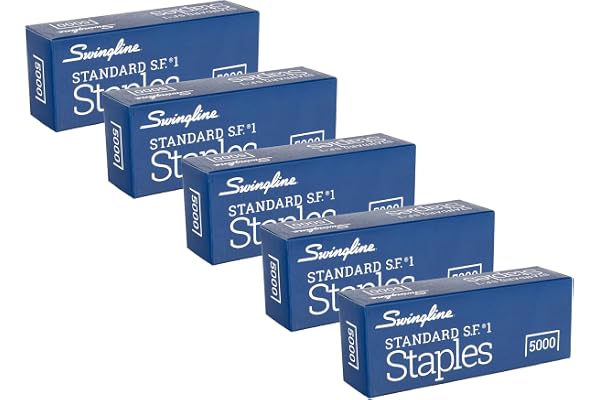 Swingline Staples, Standard, 1/4 Inch Length, 5000/Box, 5 Boxes (7471135101), Silver