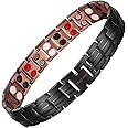 MagEnergy Men's Copper Magnetic Bracelet, 99.9% Pure Copper Bracelet with 4 Elements Double-Row Strength Magnets, Adjustable Jewelry with Gift Box, Black-4