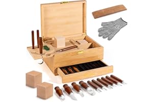 MARVERO 17-in-1 Wood Carving Kit - Wood Carving Tools Set -Wood Carving Knife Set, Whittling Knives Kit, Woodworking Kit Wood Carving Tools Set with Large Wood Boxes for Crafts (Brown)