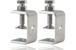 Stainless Steel C Clamps Small 1 1/2 Inch for Mounting, Heavy Duty U Clamps for Metal Working, Mini Desk Clamp with Stable Wi