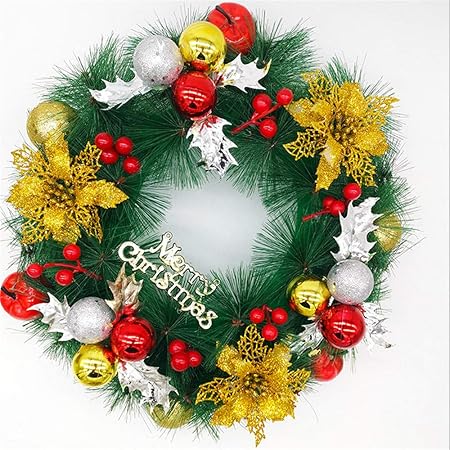 Oggetti Di Natale.Shuangklei Corona Di Natale Decorazione Aghi Di Pino Natalizio 40cm Decorazioni Per Vetrine Di Oggetti Di Scena Per Finestre Nuovo Stile Amazon It Casa E Cucina