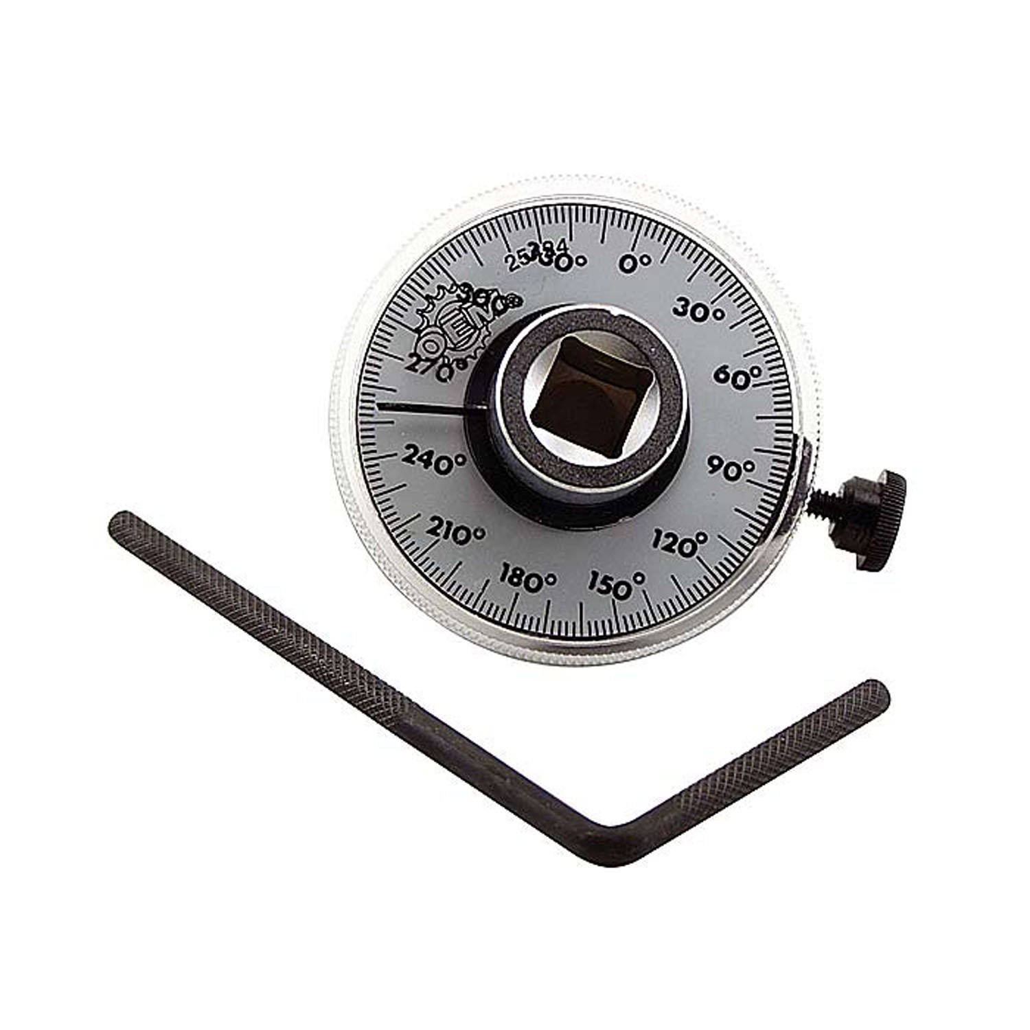 Photo 1 of OEMTOOLS 25424 1/2 Inch Torque Angle Gauge, Meter for Precision Angular Tightening, 360 Degree Wheel, Adjustable Angle Measuring Tool Angle Tool Gauge Set