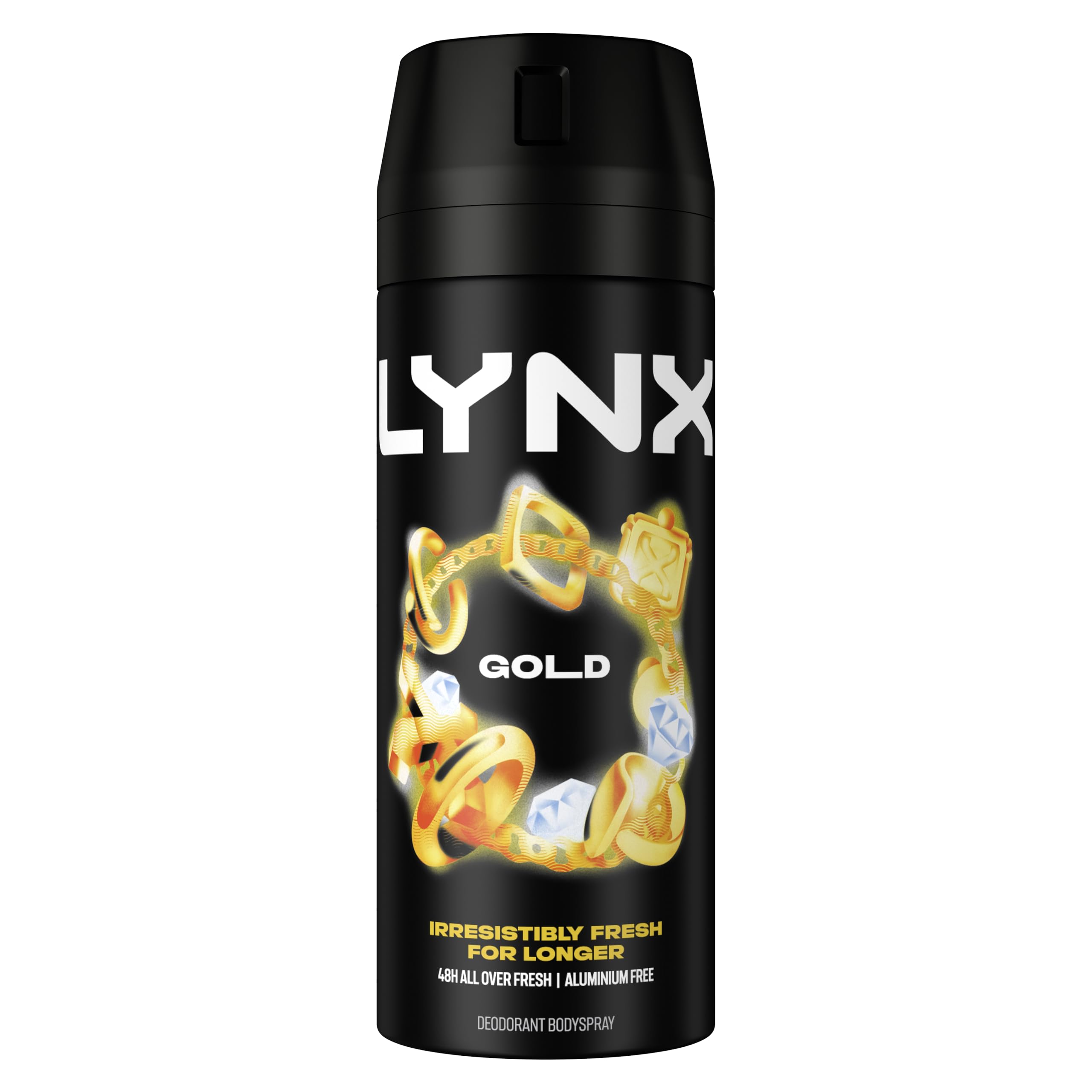 Lynx Gold Aerosol Body Spray Men's Deodorant Spray with an oud wood & fresh vanilla scent for 48 hours of odour busting, high defnition fragrance 6x 150 ml