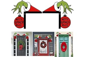 CYNCOY 2Pcs Christmas Door Corner Frame Decoration, Wooden DIY Stitching Creatives Home Decor, Wall Door Window Wooden Sculpture Christmas Door Ornament