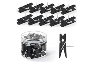 GOOLADA Wooden Push Pins Clips 50pcs Black Push Pins for Bulletin Board Cute Push Pin for Corkboard Fun Thumb Tacks for Cork Board Pushpins for Wall for Teachers at School Classroom Offices Home