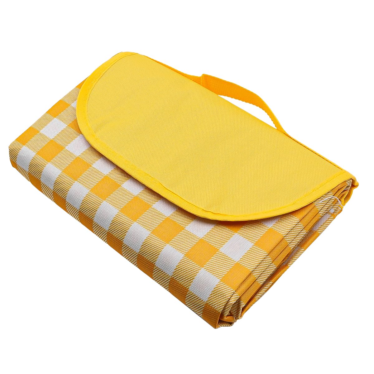 NUZAMAS 200x200cm Picnic Blanket Large Waterproof Blanket Sandproof Beach Blanket Folding Portable Mat for Outdoor Picnics Camping Yellow White Grid