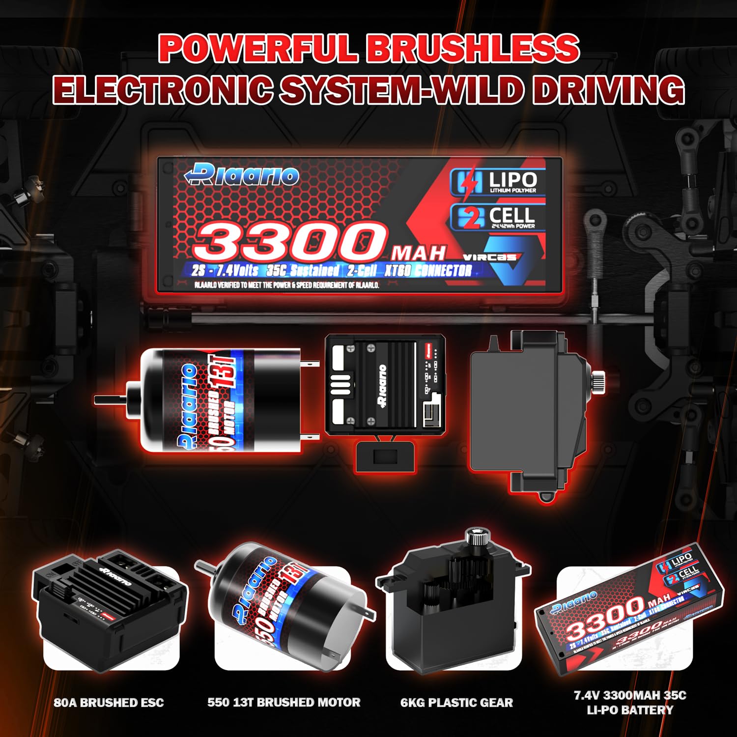 AMORIL 1/10 AK-917 Fast RC Cars for Adults, Top Speed 60 KM/H On-Road RTR Supercar with 80A Brushed ESC,550 13T Motor and 1 * 3300 mah Battery, Red