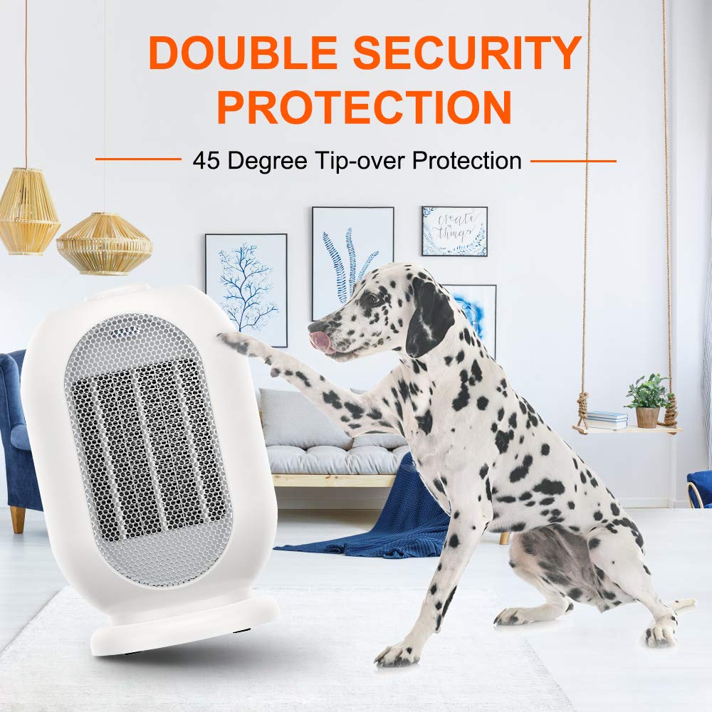 1200W/600W Electric Space Heater,Ceramic Portable Heater with Overheat Protection & Tip-Over Protection, Personal Quiet Heater for Home/Office/Bedroom/Bathroom/Outdoor
