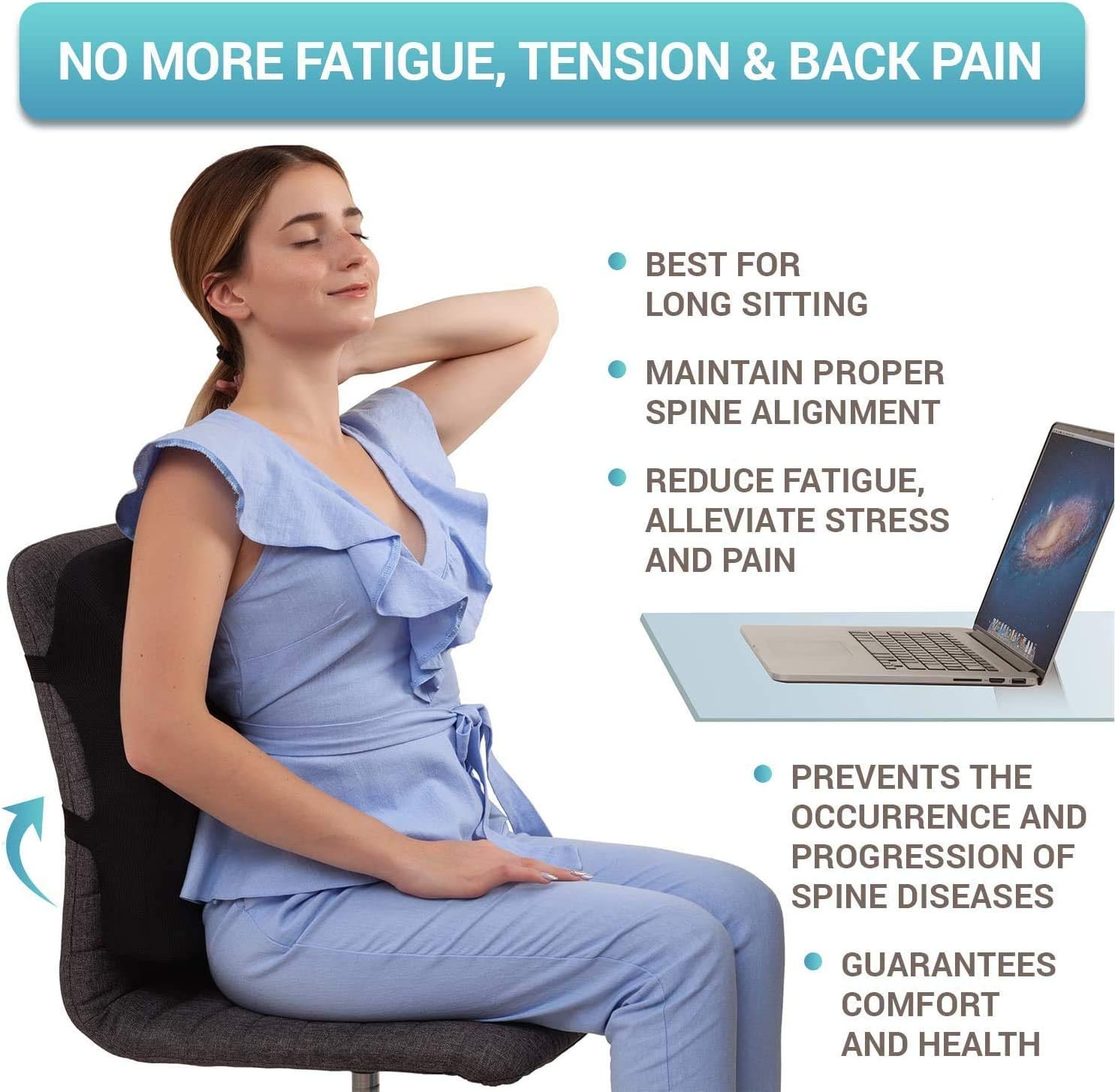 5 STARS UNITED Back Support for Office Chair - Memory Foam Lumbar Pillow - Perfect Cushion for Car, Computer and Desk Seat: Health & Personal Care