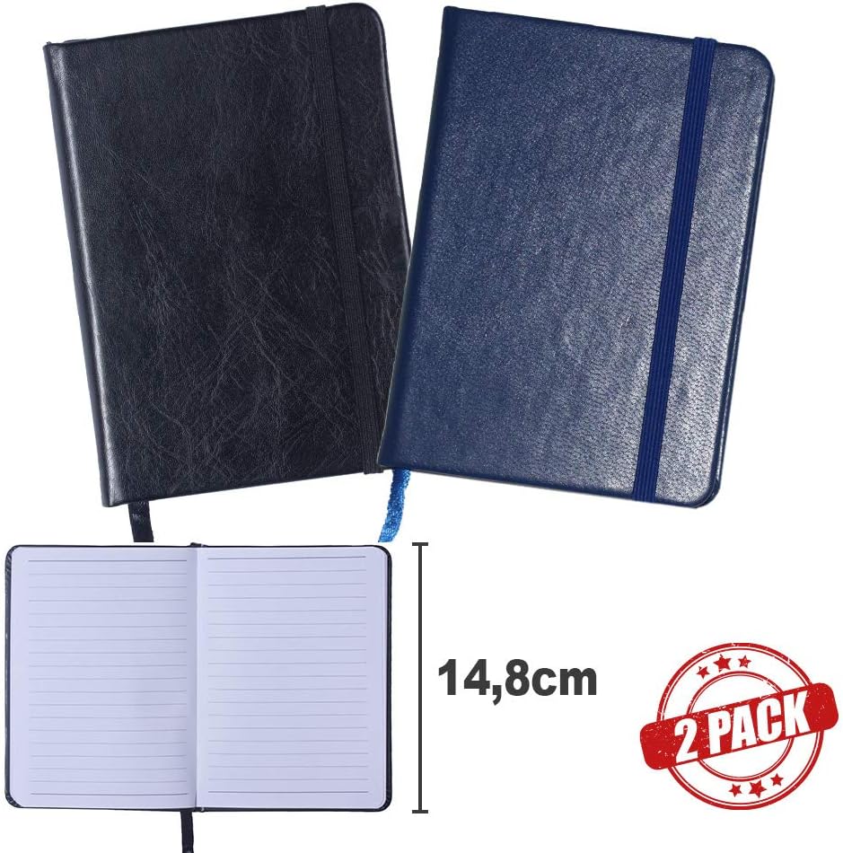 7105-2 Notitieboekjes A6 zwart en Blauw - voordeelpakket