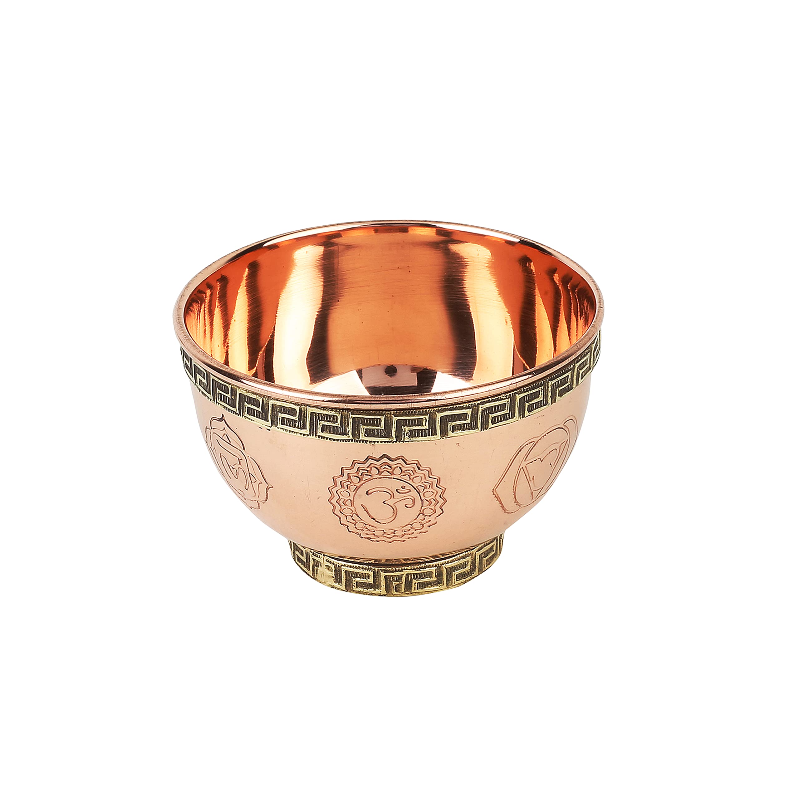 Small Altar Witchcraft Serving, Offering or Smudging Copper Brass Bowl (7 Chakra Embossed)