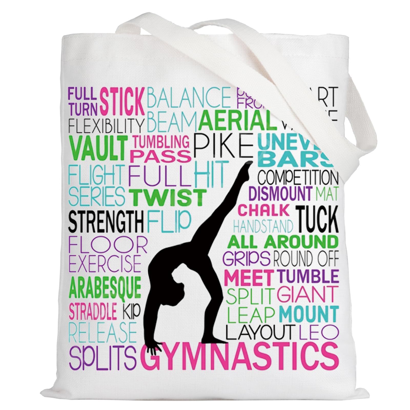 LEVLO Gymnastics Girl Canvas Tote Bag Gymnast Inspired Gift Gymnastics Team Shoulder Bag For Gymnastic Lover, Gymnastics Tote