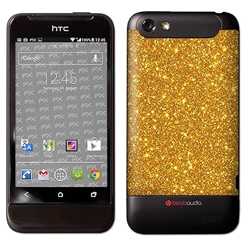 atFolix Skin kompatibel mit HTC One V, Designfolie Sticker (FX-Glitter-Golden-Fleece), Reflektierende Glitzerfolie