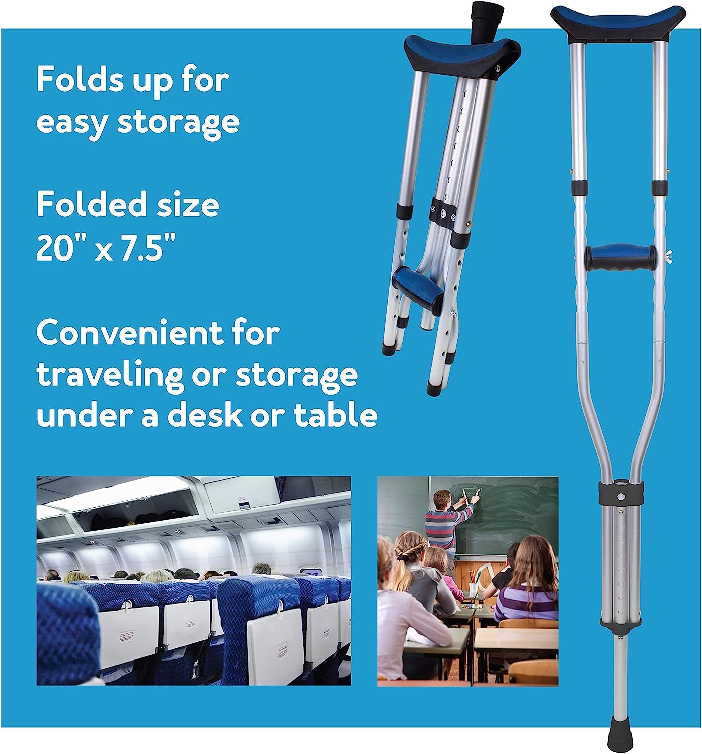 Carex Folding Aluminum Under Arm Crutches for Adults 4'11