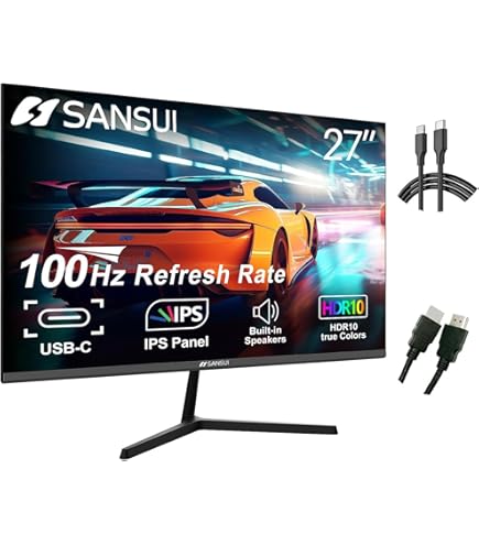 Amazon.com: SANSUI 27 inch Monitor 100Hz IPS FHD 1080P HDR10