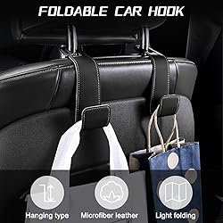 KHGUZ 2PCS Car Seat Headrest Hook, Leather Vehicle