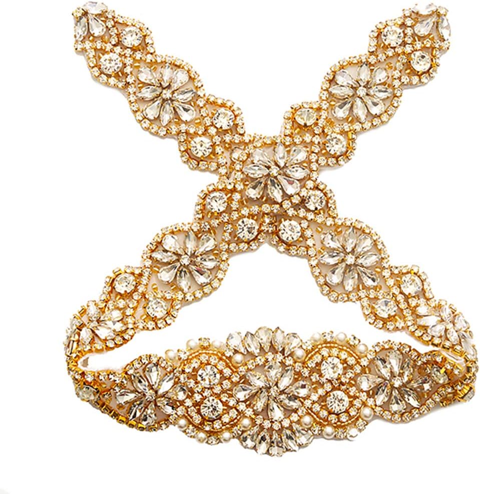 Bridal Rhinestone Wedding Belts Hand Clear Crystal 22In Length For Bridal Gowns